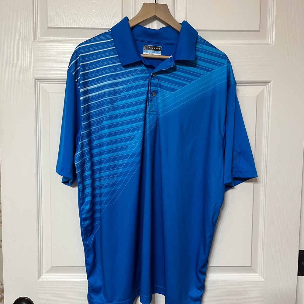 PGATOUR Airflux Mens XXL Blue Golf‎ Polo Shirt Performance Dry Fit